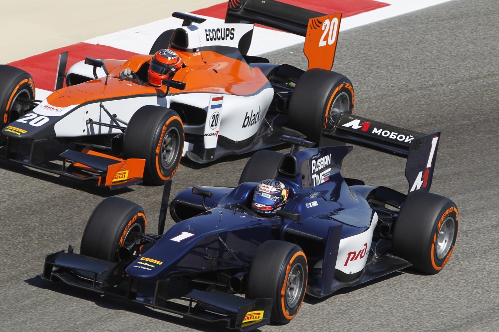 Photo: GP2, 2014, Bahrain, Evans, deJong