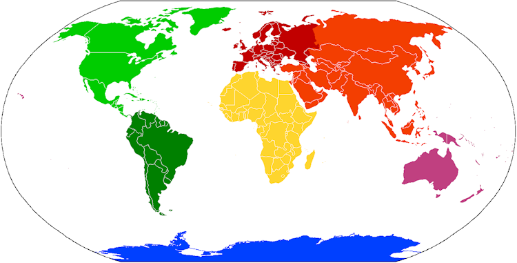 Graphic of all continents