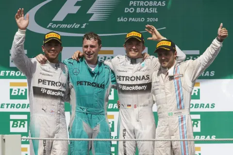Podium at Interlagos: Rosberg won ahead of Hamilton and Massa