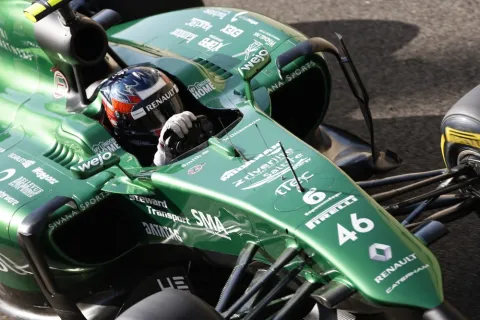 Debutant: Will Stevens tries in Caterham