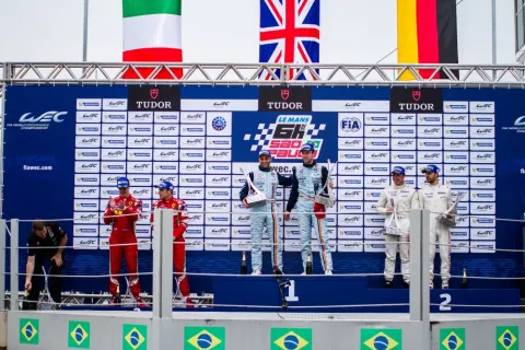 The GTE Pro podium with Mücke / Turner as the winners