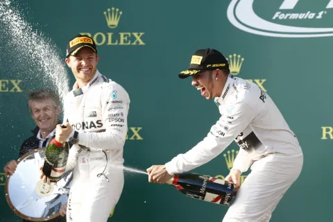 Lewis Hamilton wins ahead of his teammate Nico Rosberg