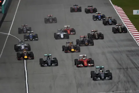 At the start Lewis Hamilton was in the lead