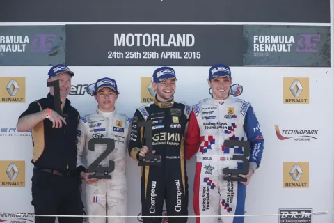 The podium on Saturday: Vaxiviere wins ahead of de Vries and Rowland
