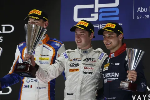 The podium: Vandoorne wins ahead of Marciello and Evans