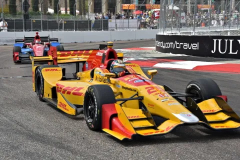 On the podium for the team Andretti Autosport: Ryan Hunter-Reay