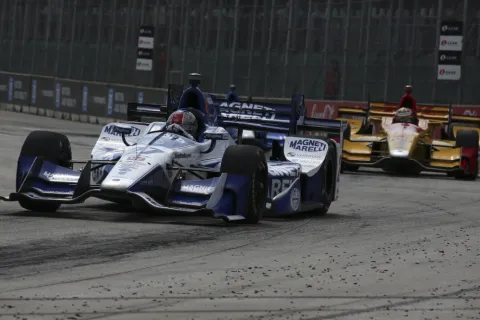 Marco Andretti in front of team colleague Ryan Hunter-Reay