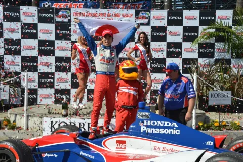 Joy for Taku Sato and the Foyt team