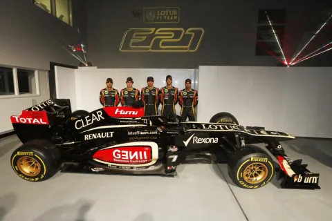 from left: Nicolas Prost, Davide Valsecchi, Kimi Raikkonen, Romain Grosjean, and Jerome d'Ambrosio