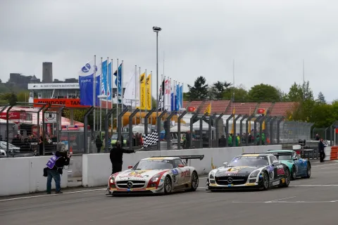 Victory for Black Falcon Mercedes: Bernd Schneider, Nicki Thiim, Sean Edwards and Jeroen Bleekemolen