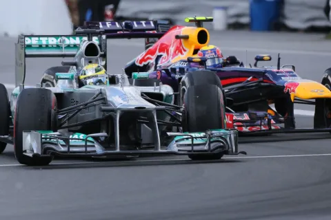 Fight between Mark Webber and Nico Rosberg: They finished 4th and 5th