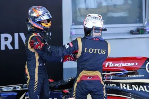 Kimi Räikkönen and Romain Grosjean: Teammates on the podium