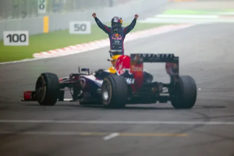 Expensive celebration: Champion Sebastian Vettels cheers cost 25,000 euros