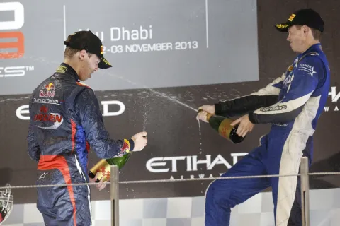 Podium on Saturday: Kvyat and Yelloly