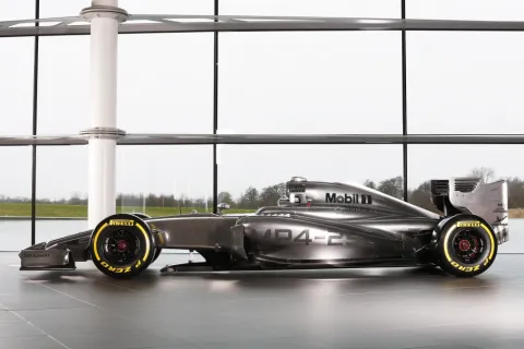 Sponsorless side view: The McLaren MP4-29