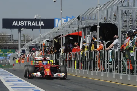 Fernando Alonso in the pit lane